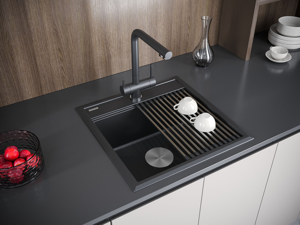 Paulmark STEPIA 50, мойка, гранит, антрацит Детальное фото товара: Paulmark STEPIA 50, мойка, гранит, антрацит