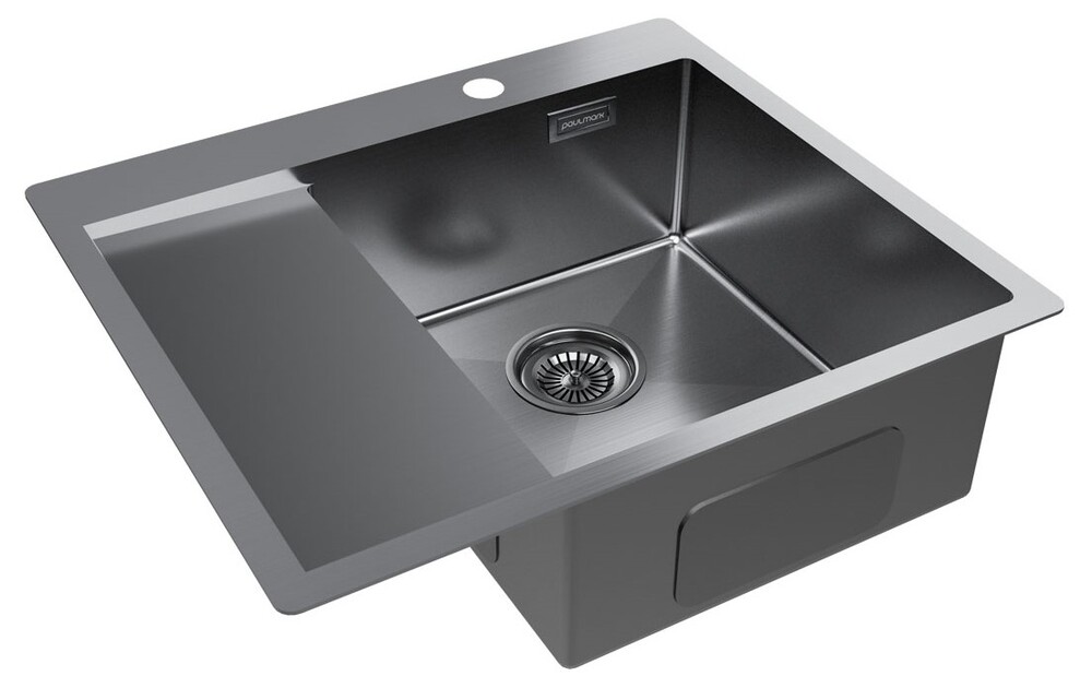 Детальное фото товара: Paulmark KRONER 59F, мойка, нержавеющая сталь, вороненая сталь, правая