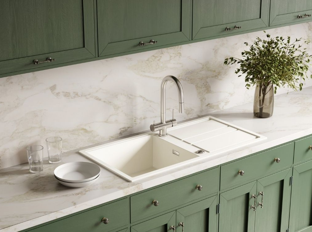 Детальное фото товара: Omoikiri Kitagawa 100-WG, мойка, керамика, wind green