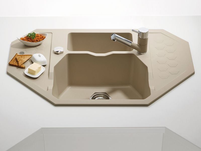 Детальное фото товара: ALVEUS SENSUAL 60 GRANITAL+ PEBBLE-G02M, мойка, гранит, светло бежевый (с сифоном 1104729)