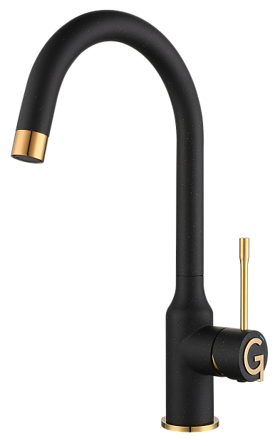 Фото товара: Rivelato GARDA 1923502 nero/oro, смеситель, гранит, черный/золото