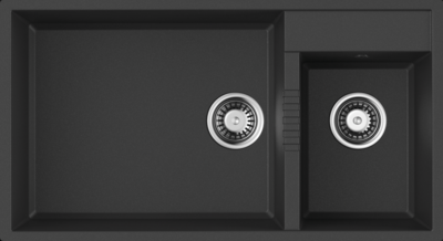 Фото товара: Omoikiri Tedori 85-2-U BL, мойка, гранит, черный