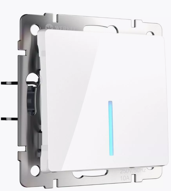 Фото товара: Werkel выключатель одноклавишный с подсветкой, белый W1110101