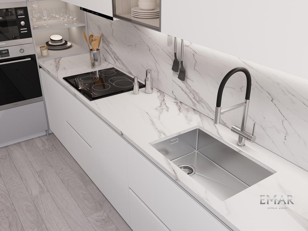 Детальное фото товара: Emar EMB-660(UN) PVD Nano Satin, мойка, нержавеющая сталь, сатин