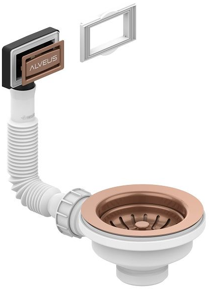Фото товара: ALVEUS выпуск для мойки 114 COPPER new c рамкой и заглушкой (гофра)