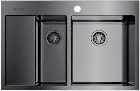 Фото товара: Omoikiri Akisame 78-2-GM-R, мойка, нержавеющая сталь/вороненая сталь, чаша справа