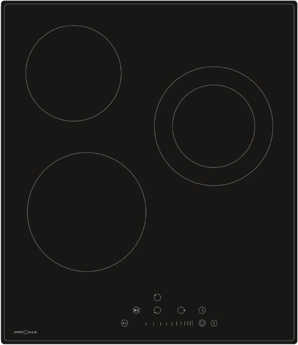 Фото товара: Krona LAUREL 45 BL стеклокерамическая поверхность