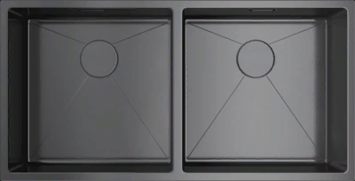 Фото товара: Omoikiri Taki 86-2-U/IF GM, мойка, нержавеющая сталь/вороненая сталь 