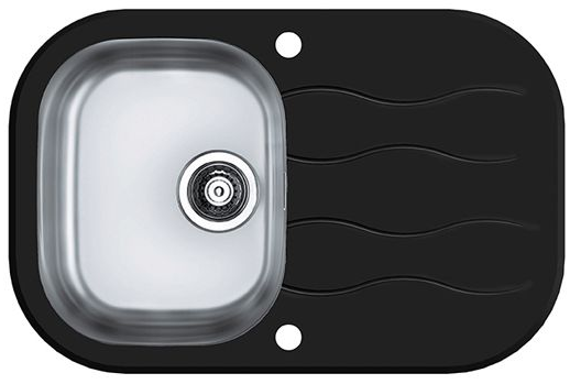 Фото товара: ALVEUS WAVE 20, мойка, нержавеющая сталь/стекло, черный (в компл.с сиф. 1127251)