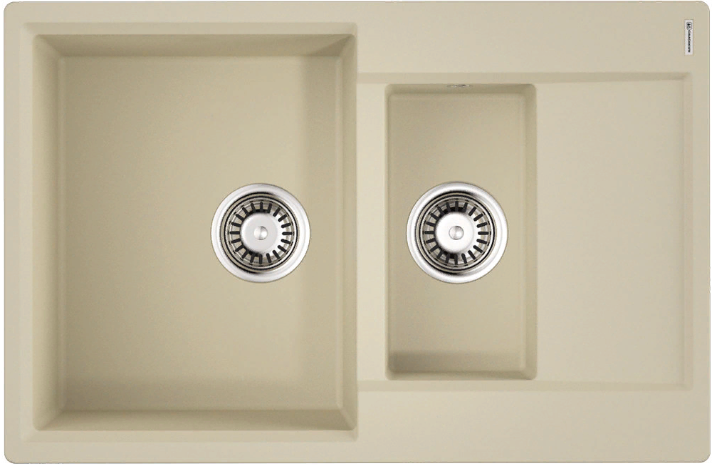 Omoikiri Daisen 78-2T-BE, мойка, гранит, ваниль Фото товара: Omoikiri Daisen 78-2T-BE, мойка, гранит, ваниль