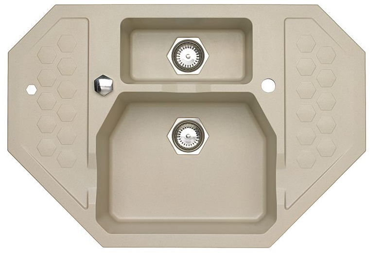Фото товара: ALVEUS SENSUAL 60 GRANITAL+ PEBBLE-G02M, мойка, гранит, светло бежевый (с сифоном 1104729)