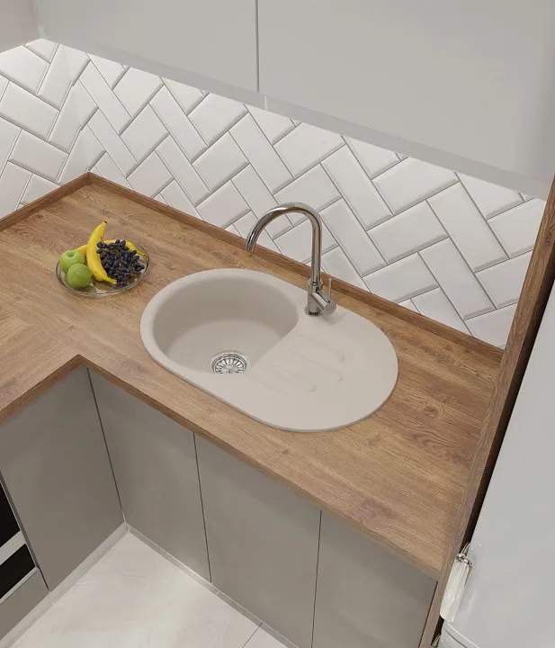 GranFest GF-SMART 685 L, мойка, мрамор, белый Детальное фото товара: GranFest GF-SMART 685 L, мойка, мрамор, белый
