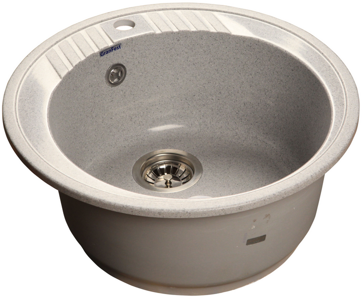GranFest RONDO GF-R-520, мойка, мрамор, серый Детальное фото товара: GranFest RONDO GF-R-520, мойка, мрамор, серый