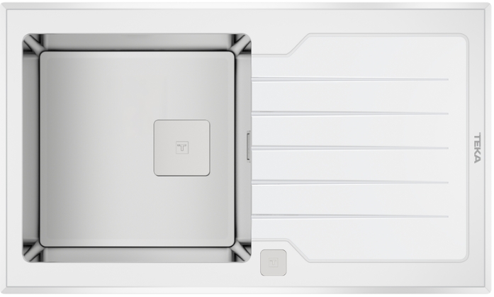 Фото товара: Teka DIAMOND RS15 1B 1D 86 WHITE, мойка, нержавеющая сталь/белое стекло