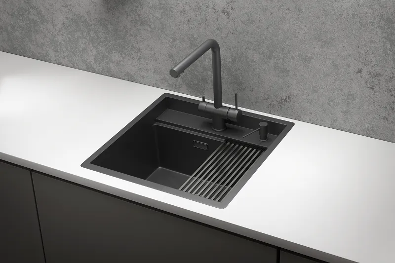 Детальное фото товара: GRANULA 5051 мойка, нержавеющая сталь, черный матовый