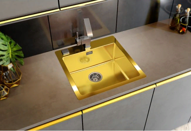 Детальное фото товара: ALVEUS PURE MONARCH 30 GOLD-90 FS, мойка, нержавеющая сталь, медь (в компл. с выпуском без сифона)