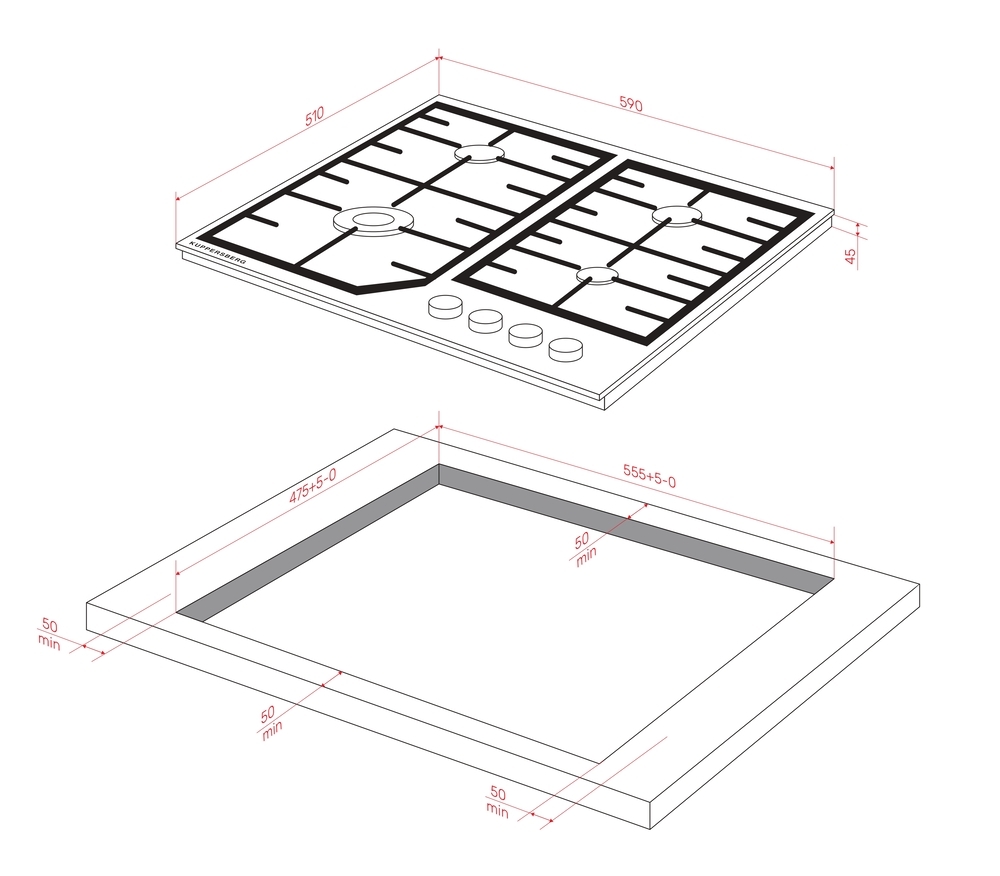 Детальное фото товара: Kuppersberg FG 66 B газовая поверхность