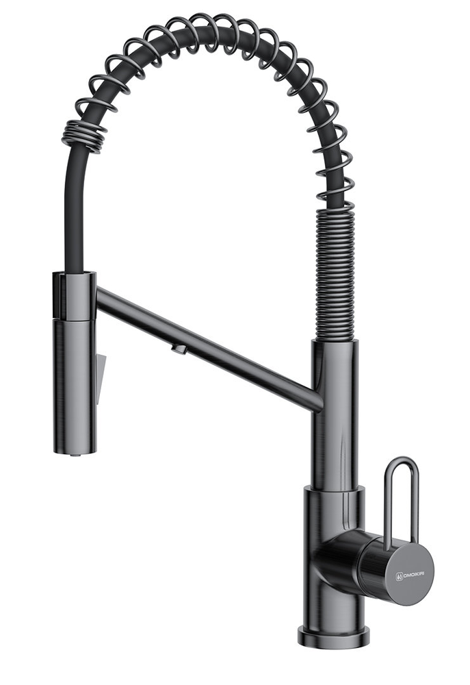 Фото товара: Omoikiri Mikawa 2 Plus-SB-GM, смеситель, вороненая сталь