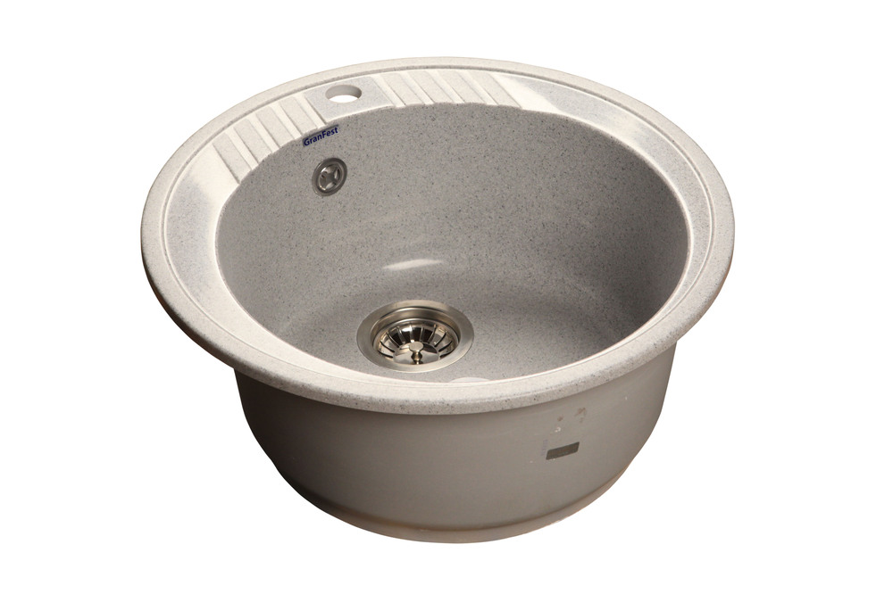 GranFest RONDO GF-R-520, мойка, мрамор, серый Детальное фото товара: GranFest RONDO GF-R-520, мойка, мрамор, серый