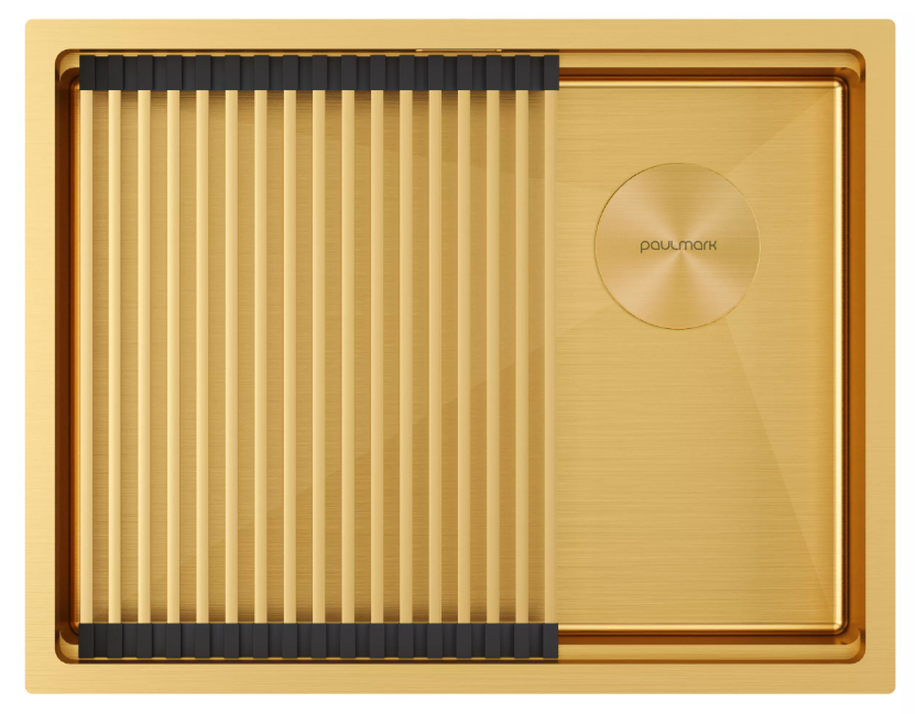Фото товара: Paulmark NEXT-PRO 58 UNI, мойка, нержавеющая сталь, брашированное золото