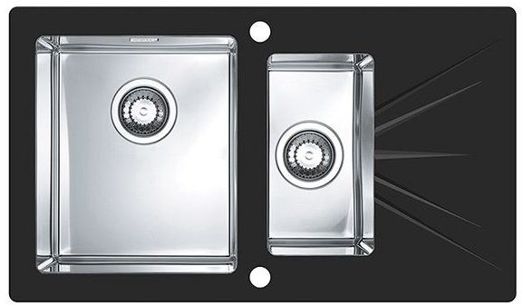 Детальное фото товара: ALVEUS KARAT 20, мойка, нержавеющая сталь/стекло, черный (в компл.с сифоном 1092272)