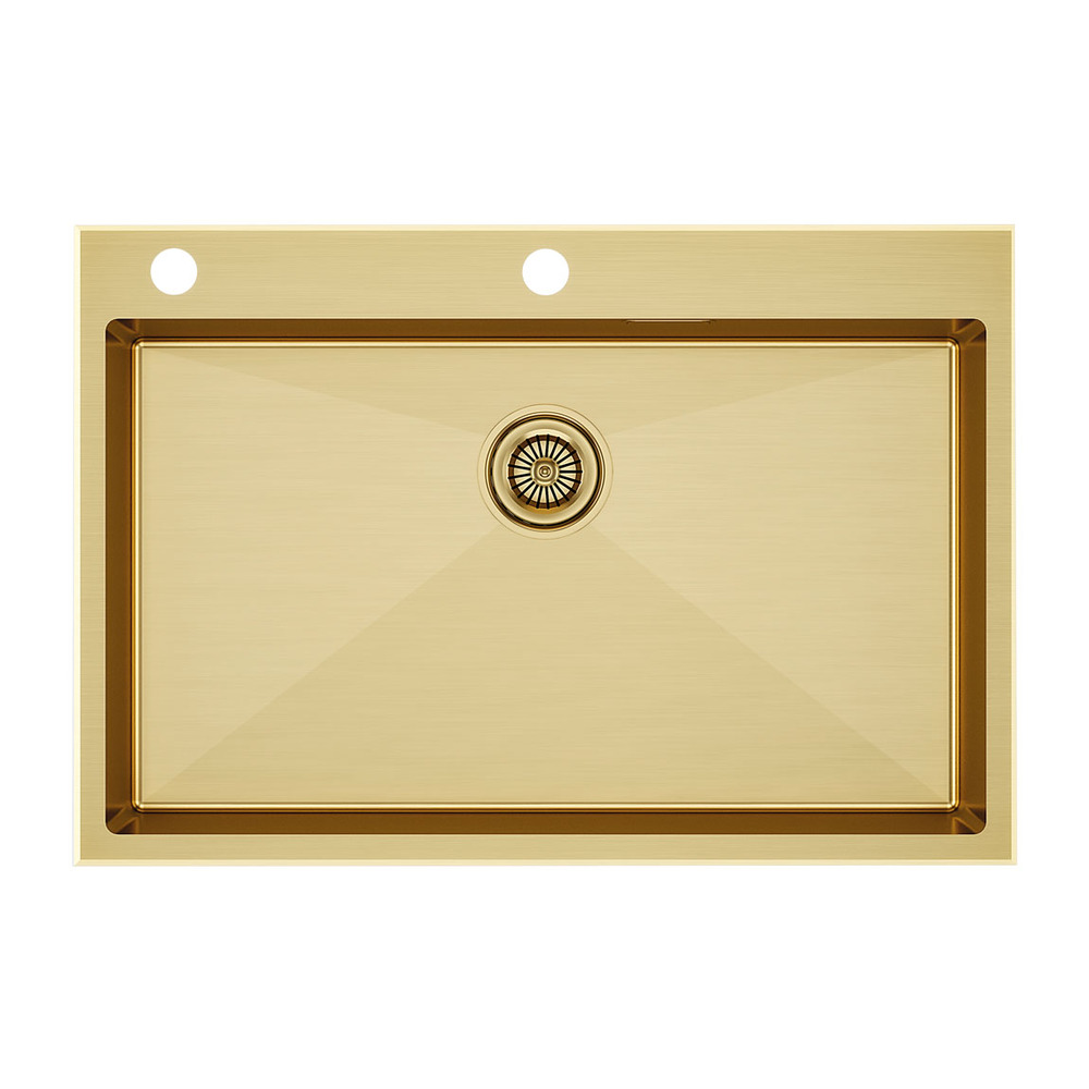 Фото товара: Paulmark KRONER-EDGE 75, мойка, нержавеющая сталь, брашированное золото 