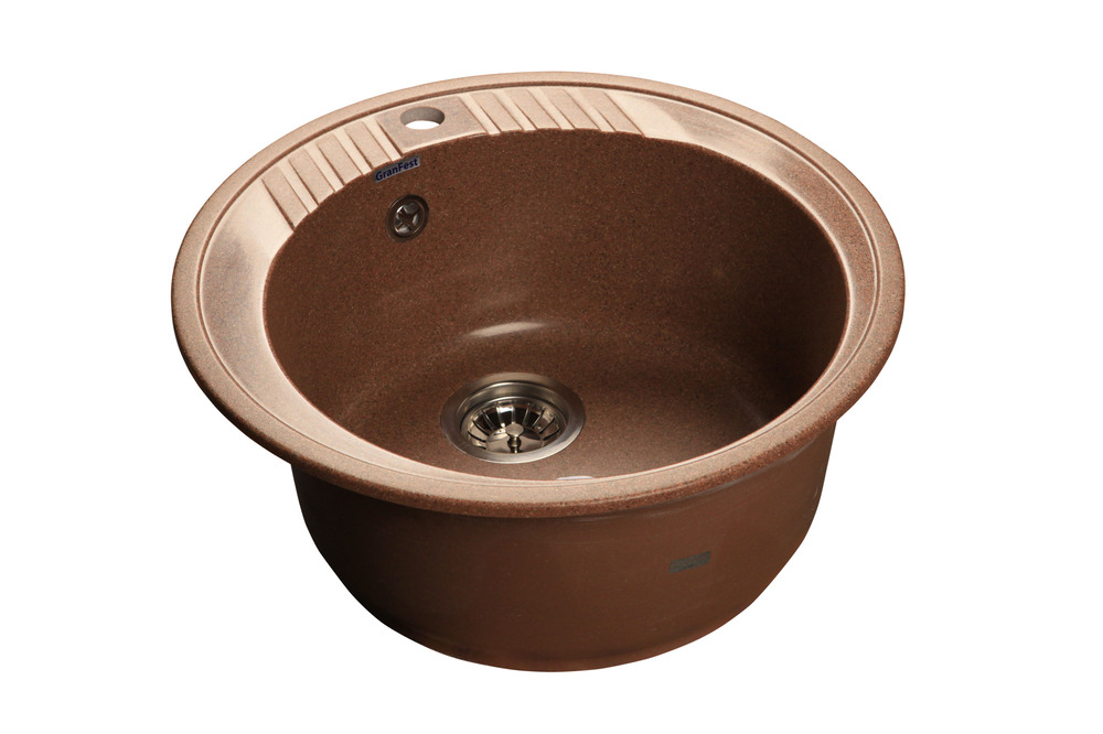 GranFest RONDO GF-R-520, мойка, мрамор, терракот Детальное фото товара: GranFest RONDO GF-R-520, мойка, мрамор, терракот
