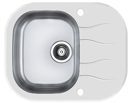 Фото товара: ALVEUS WAVE 10, мойка, нержавеющая сталь/стекло, белый (в компл.с сиф. 1127251)