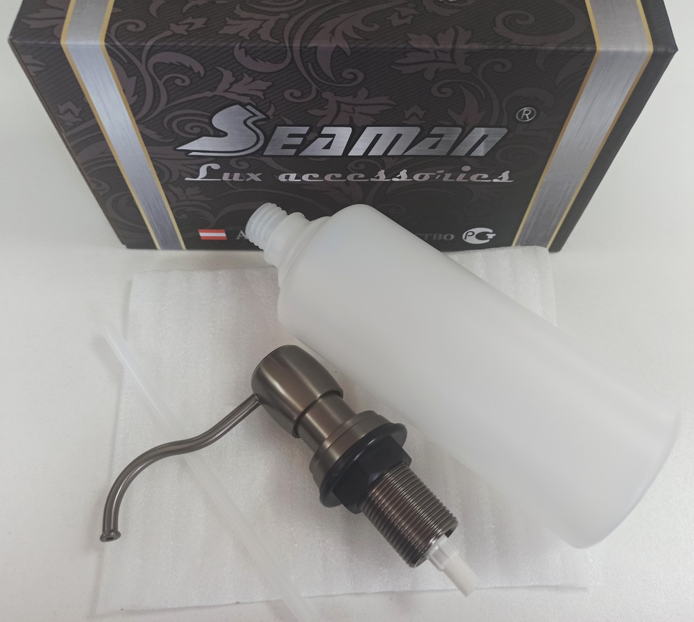 Детальное фото товара: Seaman SSA-040 Gun Light (PVD, satin} дозатор для жидкого мыла, оружейная сталь светлая
