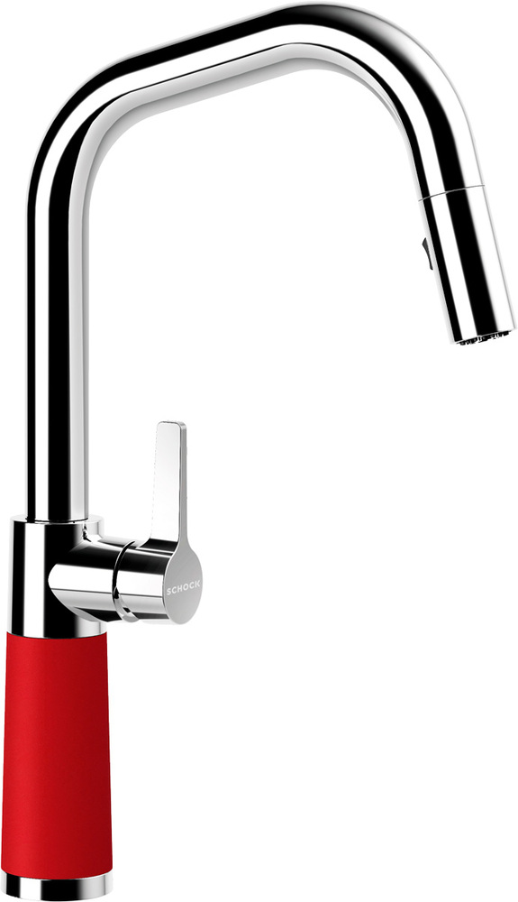 Фото товара: Schock SC-530-D, смеситель, гранит, хром/красный