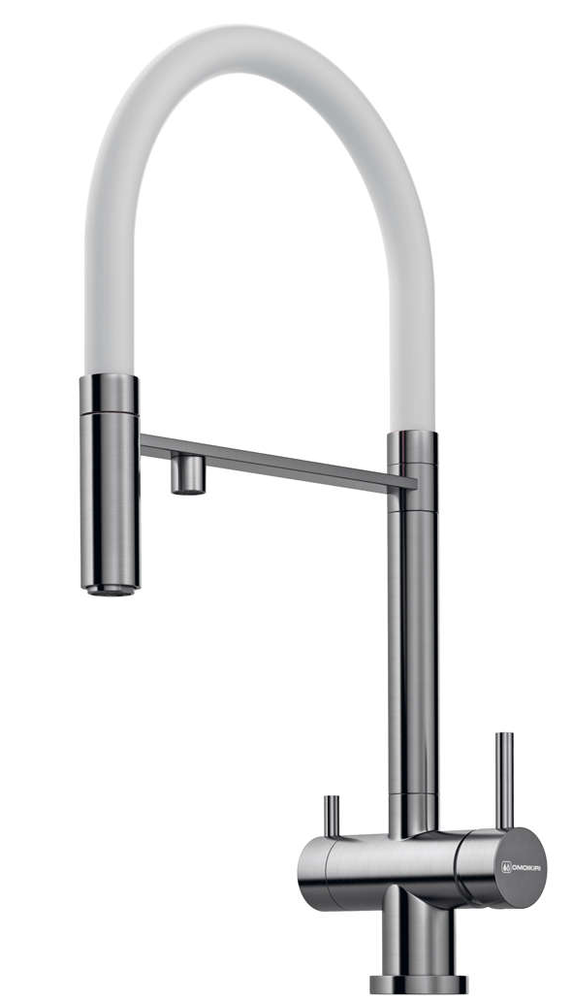 Omoikiri Kanto-BN-WH латунь/нерж. сталь/белый гибкий шланг Детальное фото товара: Omoikiri Kanto-BN-WH латунь/нерж. сталь/белый гибкий шланг