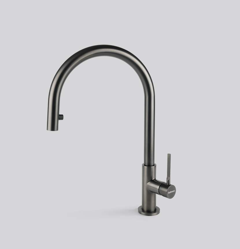 Фото товара: Falmec TREVI ROUND PVD BRUSHED GUN METAL, смеситель, оружейная сталь