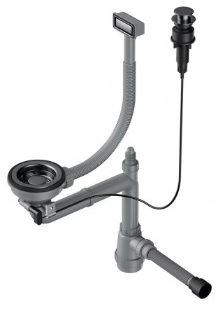 Omoikiri WK-1-GM-A Арматура для одночашевых моек с прямоугольными переливами, вороненая сталь Фото товара: Omoikiri WK-1-GM-A Арматура для одночашевых моек с прямоугольными переливами, вороненая сталь