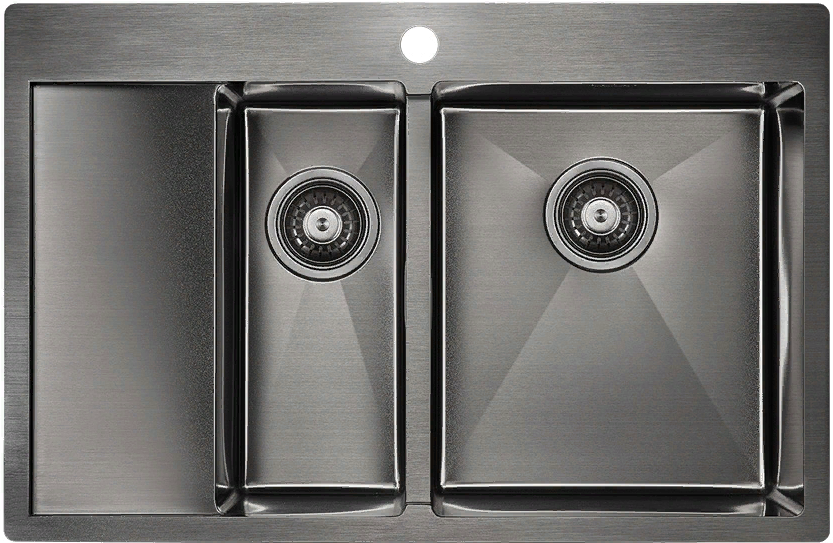Фото товара: Paulmark KRONER 78/2SF, мойка, нержавеющая сталь, вороненая сталь, правая