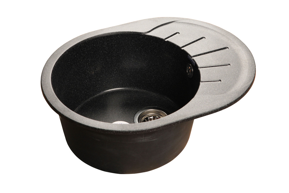 GranFest RONDO GF-R-580 L, мойка, мрамор, черный Детальное фото товара: GranFest RONDO GF-R-580 L, мойка, мрамор, черный