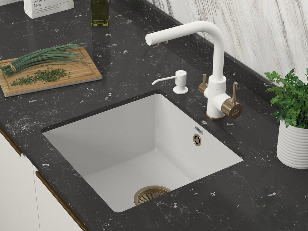 Детальное фото товара: Paulmark GERA 50, мойка, гранит, белый