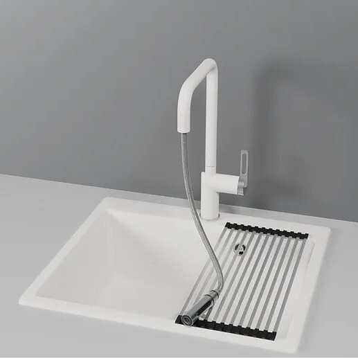 Детальное фото товара: GRANULA 8173 смеситель, гранит, арктик (белый)