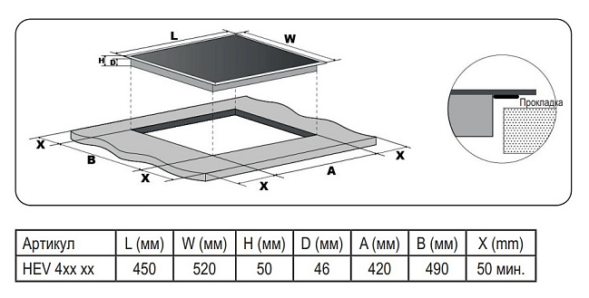 Детальное фото товара: Evelux HEV 431 W стеклокерамическая поверхность