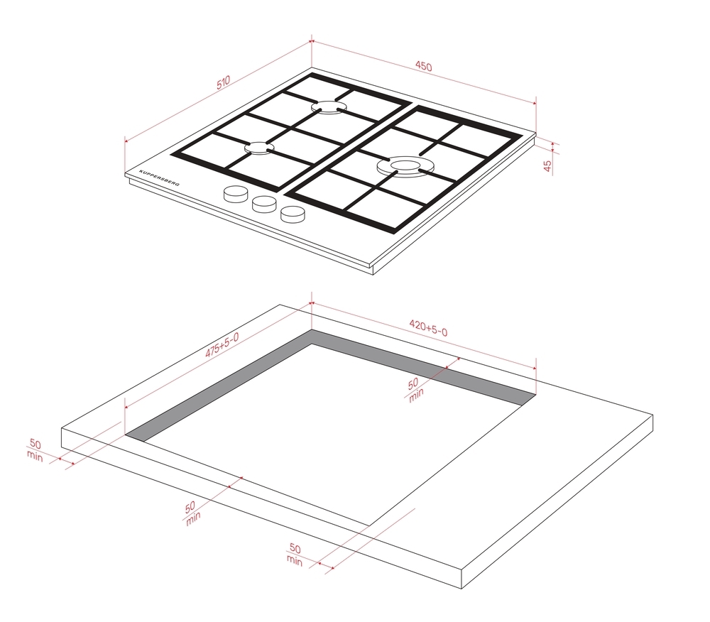 Детальное фото товара: Kuppersberg FG 46 W газовая поверхность