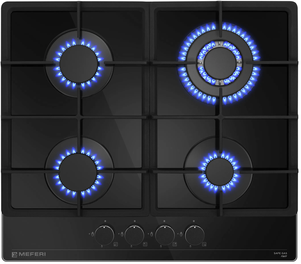 Фото товара: MEFERI MGH604BK GLASS POWER газовая поверхность