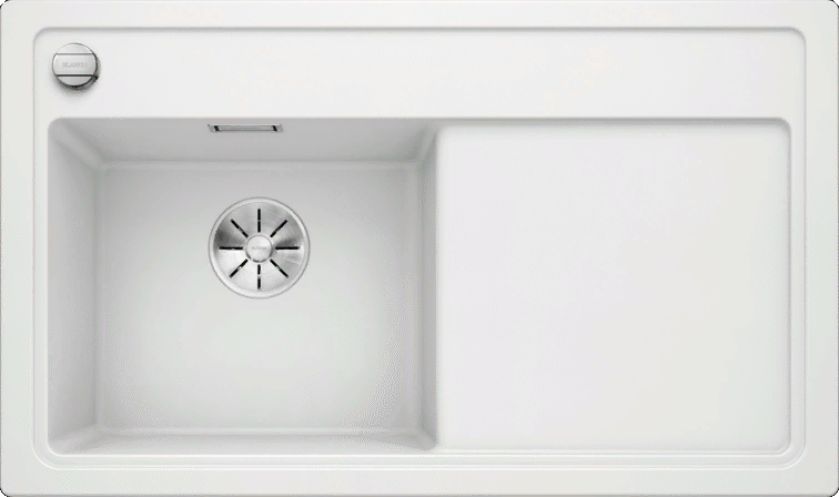 Фото товара: Blanco Zenar 45S, мойка, гранит, белый, с клапаном-автоматом, чаша слева
