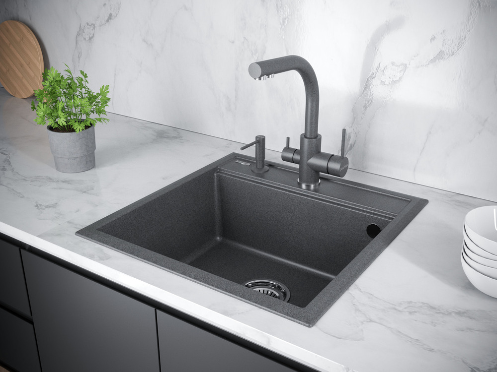 Paulmark DECUS, дозатор для моющего средства, графит Детальное фото товара: Paulmark DECUS, дозатор для моющего средства, графит