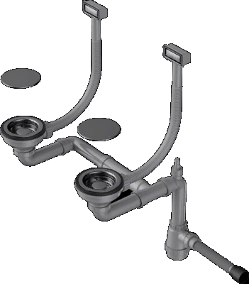 Фото товара: Omoikiri WK-2C-GM Арматура для двухчашевых моек с декоративными накладками, вороненая сталь