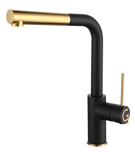 Детальное фото товара: Rivelato ALBANO 1573503 nero/oro, смеситель, гранит, черный/золото