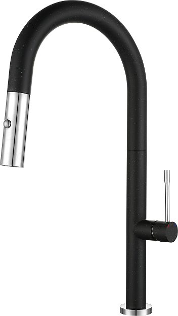 Фото товара: Rivelato ASTI 3972500 nero/cromo, смеситель, гранит, черный/хром