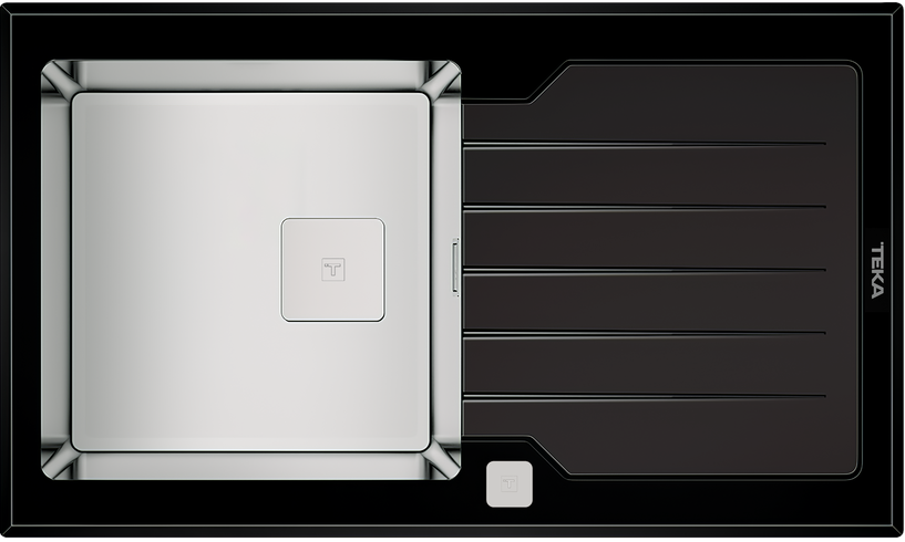 Фото товара: Teka DIAMOND RS15 1B 1D 86 BLACK, мойка, нержавеющая сталь/черное стекло