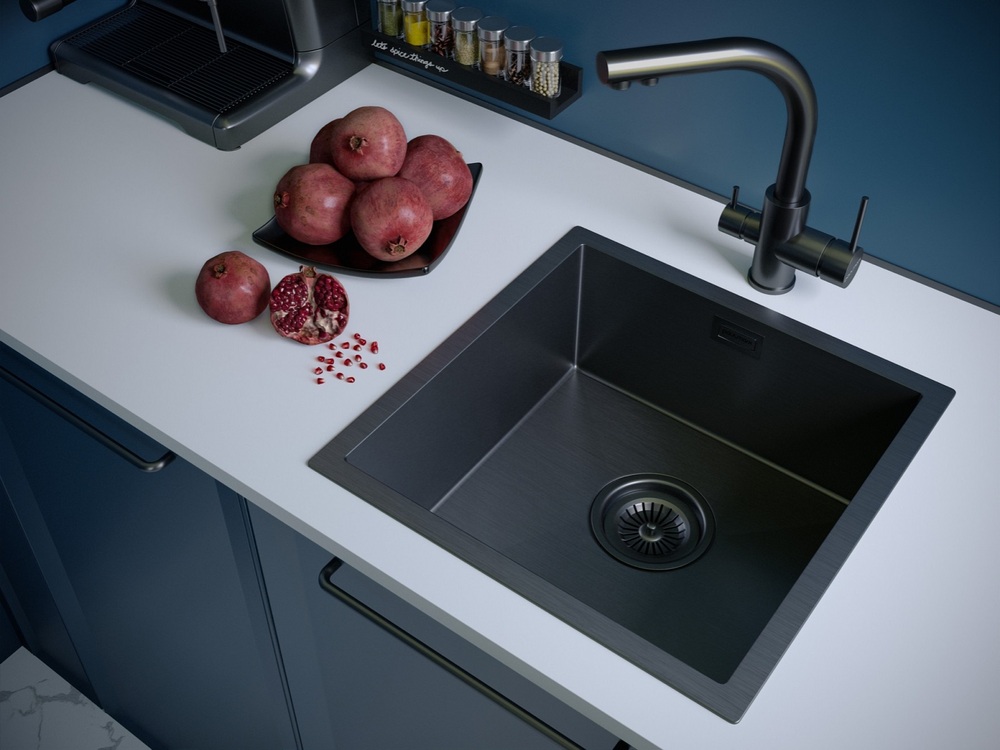 Детальное фото товара: Paulmark ALLER 44 UNI, мойка, нержавеющая сталь, вороненая сталь