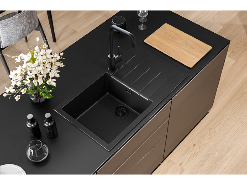 Детальное фото товара: ALVEUS INTERMEZZO 30 GRANITAL DEEP BLACK-G90, мойка, гранит, темно-черный (в ком. с сифоном 1117292)