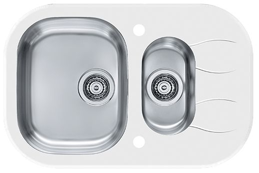 Фото товара: ALVEUS WAVE 30, мойка, нержавеющая сталь/стекло, белый  (компл.с сиф. 1077134)