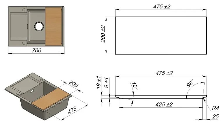 GRANULA Доска разделочная 475х200 ясень Детальное фото товара: GRANULA Доска разделочная 475х200 ясень